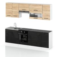 Meble Kuchenne Zestaw Kuchnia Marocco 2.6m Komplet Dąb Sonoma Czarny Połysk