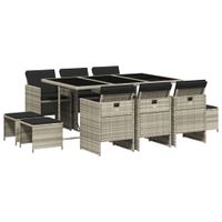 11-cz. zestaw mebli do ogrodu z poduszkami jasnoszary rattan PE