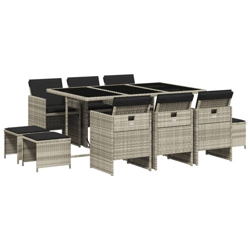 11-cz. zestaw mebli do ogrodu z poduszkami jasnoszary rattan PE na Arena.pl