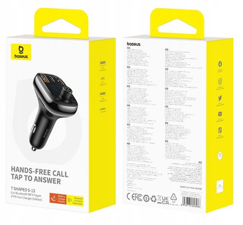 Transmiter FM Baseus S-13 USB-C / 2x USB / Czytnik kart microSD na Arena.pl