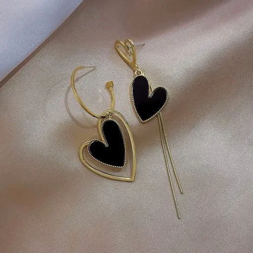 Asymetryczne Serce Kolczyki Wiszące damskie zdjęcie 3