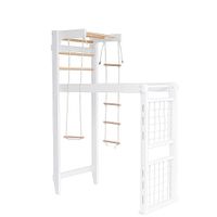 Drabinka gimnastyczna Cherry Play 5w1 | Siatka + akcesoria | Biały-drewno | Dla dzieci