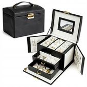 SZKATUŁKA NA BIŻUTERIĘ KUFEREK ELEGANCKI ORGANIZER PUDEŁKO Z