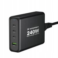 Ładowarka sieciowa Wozinsky GaN 240W USB-A 3x USB-C czarna