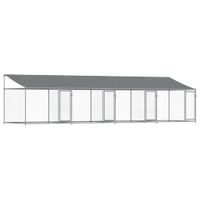 Klatka dla psa, z dachem i drzwiami, szara, 8x2x2 m, stal