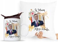 Zestaw Poduszka + Kubek Prezent Andrzej Duda Pis Z Nadrukiem Ze Zdjęciem