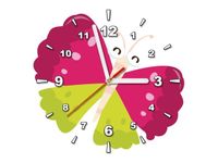 30X30CM ZEGAR RÓŻOWO LIMONKOWY MOTYL OBRAZ DREWNO