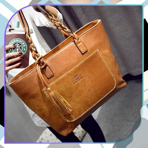 Damska Torebka A4 SHOPPER duża pojemna klasyczna skórzana brązowa eko skóra na Arena.pl