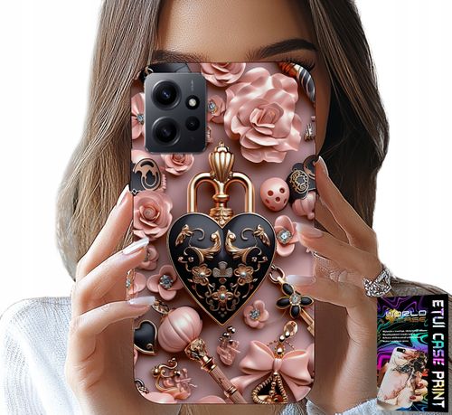 ETUI DO XIAOMI NOTE 12 4G - KOBIECE WZORY KŁÓDKA SERCE CASE + SZKŁO na Arena.pl