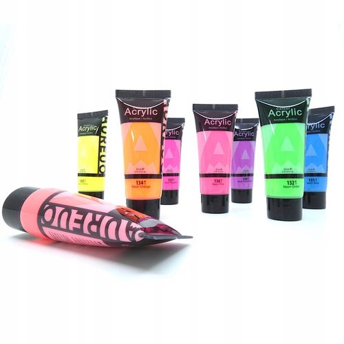 Farby Akrylowe NEONOWE Zestaw Farb Akrylowych Neonowych Farba NEO 8sztx21ml na Arena.pl