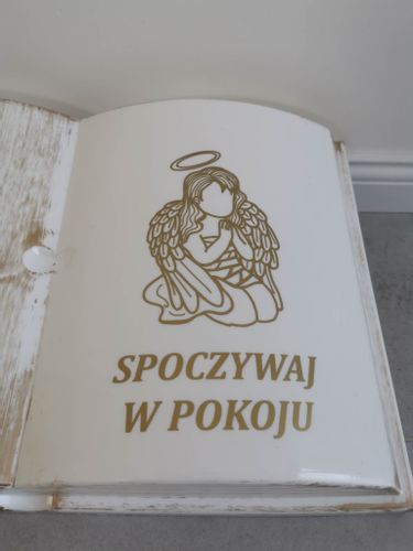 KSIĘGA na grób Podkład do stroików sztucznych Biała ze złotym z doniczką na Arena.pl