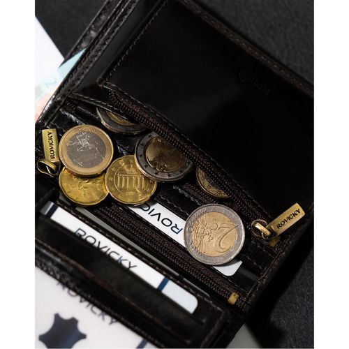 minimalistyczny portfel męski skórzany z portmonetką na suwak - rovicky na Arena.pl