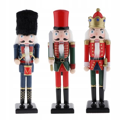 30cm Drewniany Dziadek do Orzechów Solider Figury Model Pacynka Lalka na Arena.pl