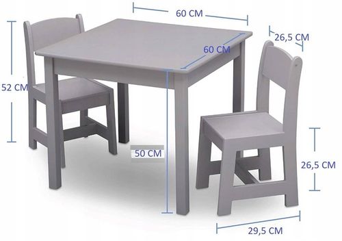 BIAŁY STOLIK DREWNIANY STÓŁ 2 KRZESEŁKA DLA DZIECI MEBLE na Arena.pl