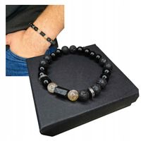 BRANSOLETKA MĘSKA TURMALIN CYTRYN LAWA BOGACTWO OCHRONA SIŁA SUKCES PREZENT