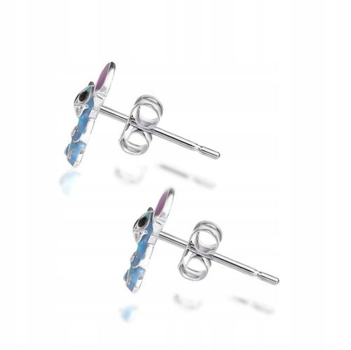 Pr.925 Srebrne bajkowe kolczyki Stich z serduszkiem -HIT kolorowy Stitch na Arena.pl