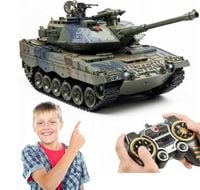 Duży Dymiący CZOŁG zdalnie sterowany na kulki 2.4GHz 1:18 LEOPARD 2 STRZELA