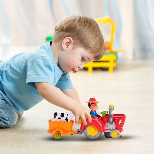 TRAKTOR TRAKTOREK FARMERA Z PRZYCZEPKĄ INTERAKTYWNY JEŹDZI ŚPIEWA KRÓWKA na Arena.pl