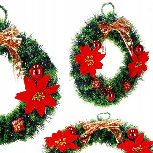 WIENIEC ŚWIĄTECZNY STROIK WIANEK NA DRZWI 35cm DUŻY PIĘKNY DEKORACJA OZDOBA na Arena.pl