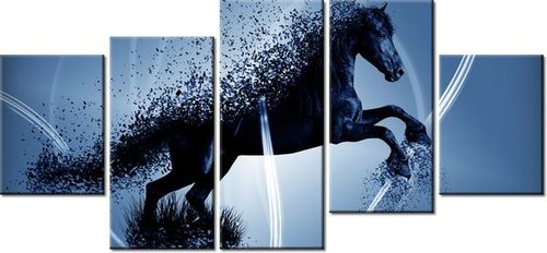 70CM 150CM OBRAZ 5 ELEM NIEBIESKI KOŃ GMENTARYZACJA JAKUB BANAŚ ŚCIENNY na Arena.pl