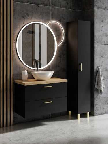 Zestaw mebli łazienkowych LUNA 50 szafka umywalka słupek s DĄB CRAFT/CZARNY na Arena.pl