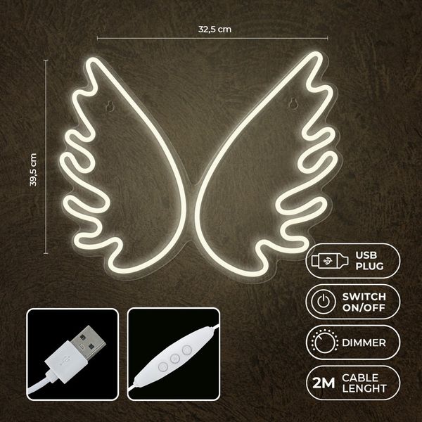 Neon PLEXI LED SKRZYDŁA białe FPNE09X Forever Light zdjęcie 5