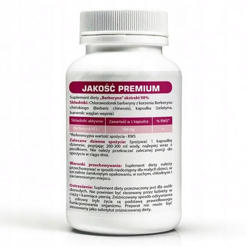 BERBERYNA HCL (Berberys) Ekstrakt 98% 500 mg CZYSTA 60 kapsułek na Arena.pl