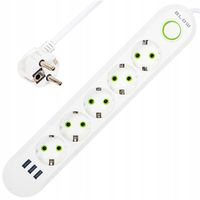 PRZEDŁUŻACZ LISTWA ZASILAJĄCA WŁĄCZNIK 3x USB 5 GNIAZD 3m