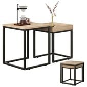 Stolik kawowy zestaw stolików 2w1 loft industrialny jasny brąz