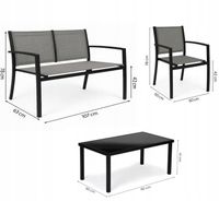 Zestaw MEBLE OGRODOWE do ogrodu na taras – kanapa, krzesła, stolik, 4 ELE