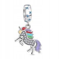 Zawieszka SREBRO 925 Charms Koralik Kolorowy Jednorożec