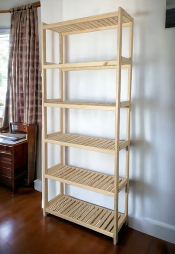 Regał drewniany z litej sosny, 6 półek, 213×80×33 cm na Arena.pl