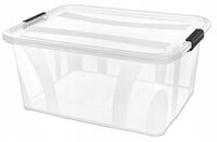 Pojemnik z Pokrywą 32L Plastikowy Pudło na Zabawki Klocki Buty Ubrania