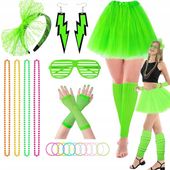 STRÓJ lata 80 90 NEON RETRO ITALO DISCO PRZEBRANIE SPÓDNICA ZESTAW 8w1