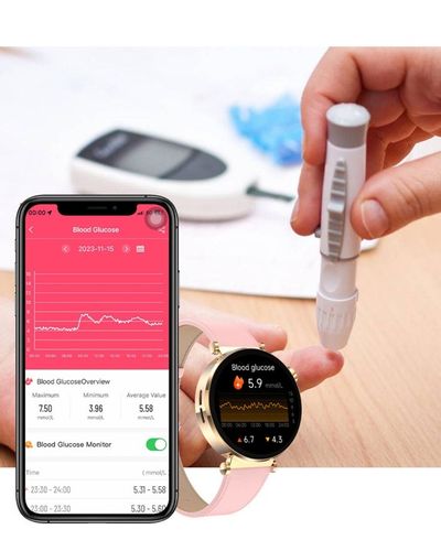 SMARTWATCH ZEGAREK DAMSKI POMIAR CUKRU GLUKOZA EKG HRV CIŚNIENIE MENU PL na Arena.pl