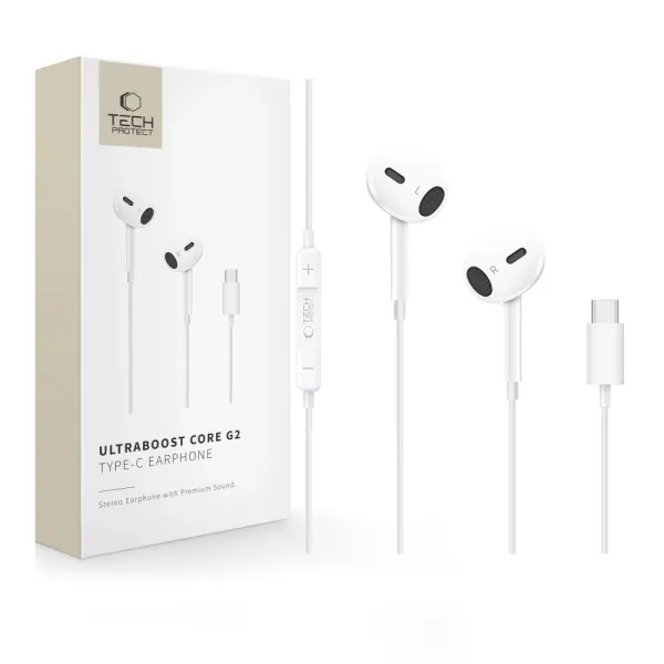 Słuchawki Tech-Protect Ultraboost Core G2 USB-C - białe zdjęcie 1