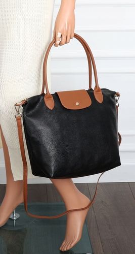 Torebka Damska Shopperka Pojemna A4 Modna Torba Listonoszka PU682 czarna na Arena.pl