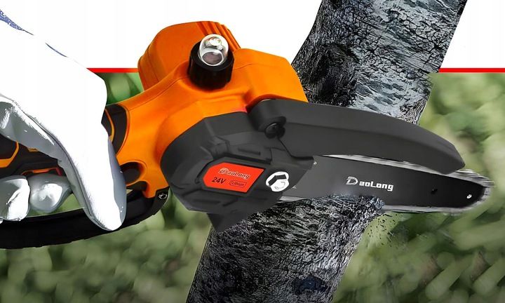 Piła Łańcuchowa Akumulatorowa 6" Do Gałęzi Drewna 2x Akumulator Wydajna zdjęcie 2