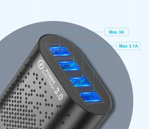 QUICK CHARGE 3.0 ŁADOWARKA SIECIOWA 4x USB 48W na Arena.pl