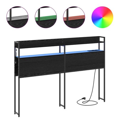 Zagłówek z półką Czarny dąb 120 cm Materiał drewnopochodny na Arena.pl