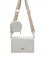 Victoria J. - torebka listonoszka portfelik pasek materiałowy złoty VJ-961