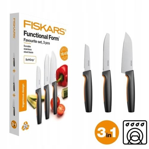 FISKARS FF KOMPLET 3 NOŻY STALOWYCH W PUDEŁKU 1057556 FAVOURITE SET na Arena.pl