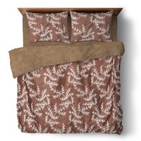 Pościel 160x200 + 2 Poszewki 70x80 Brązowe Liście