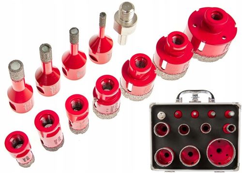 WIERTŁA DIAMENTOWE OTWORNICE DO GRESU 6-68MM ZESTAW OTWORNIC W WALIZCE 12EL na Arena.pl