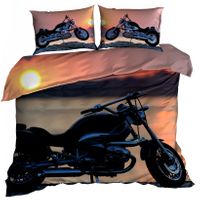 Pościel 3D bawełna satyna 200x220cm MOTOCYKL O ZACHODZIE SŁOŃCA