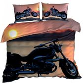 Pościel 3D bawełna satyna 200x220cm MOTOCYKL O ZACHODZIE SŁOŃCA