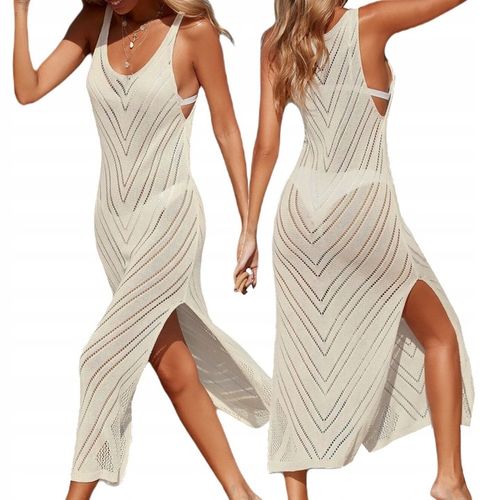 LETNIA TUNIKA NA PLAŻĘ DŁUGA SUKIENKA DAMSKA PLAŻOWA MAXI KOBIECA NARZUTKA na Arena.pl