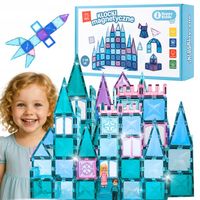 Klocki magnetyczne konstrukcyjne budowlane edukacyjne duży zamek 75el +2fig