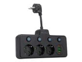 Rozgałęźnik PS-310 3-Gniazda+2xUSB+2xUSB-C 0.1m biały 3x1mm przedłużacz