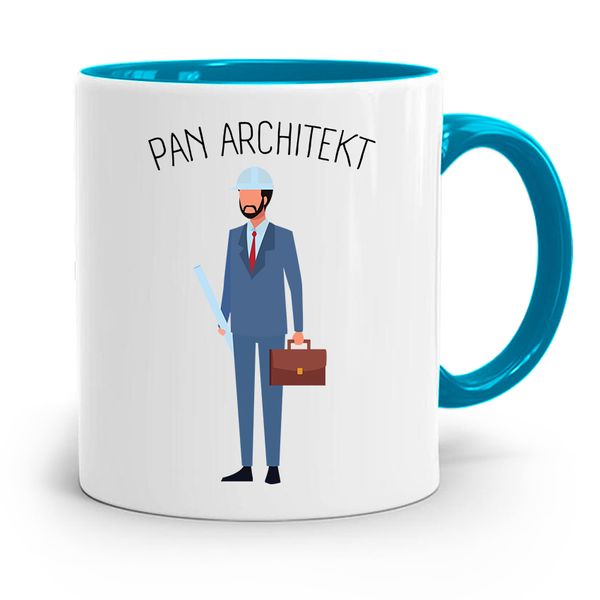Kubek Błękitny Architekta Pan Architekt Prezent Z Nadrukiem Ze Zdjęciem zdjęcie 1